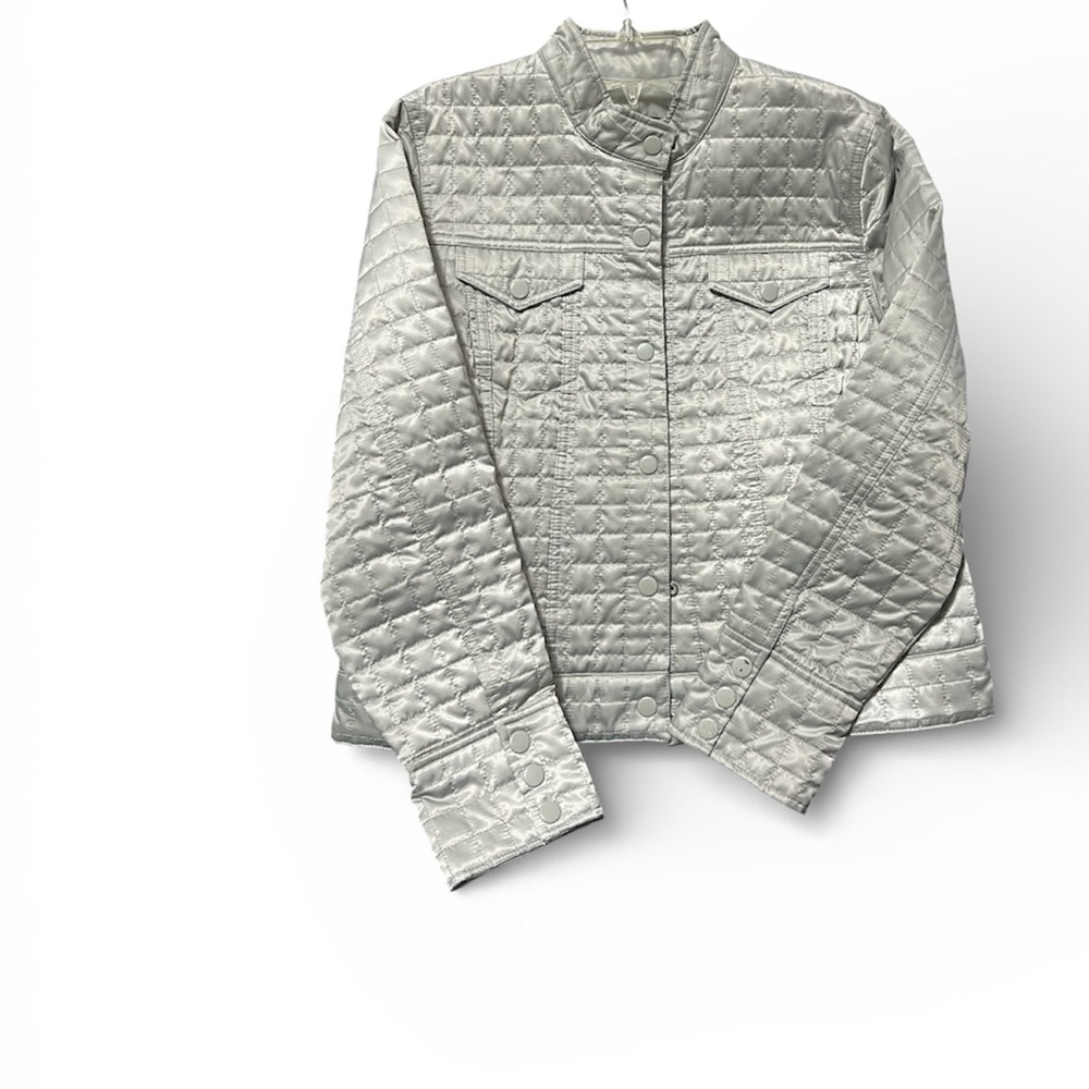 GAP Silver Quilted Leather Jacket